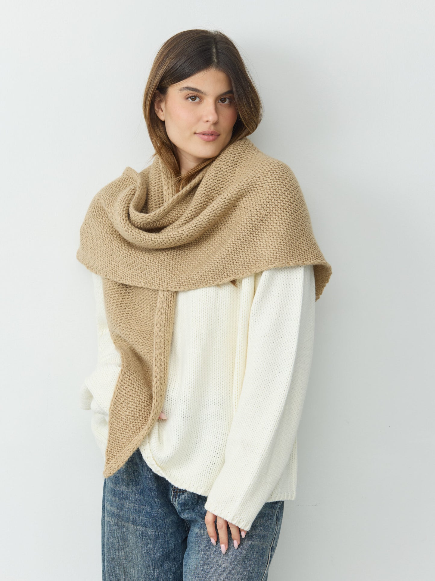 צעיף סרוג משולש | חאקי