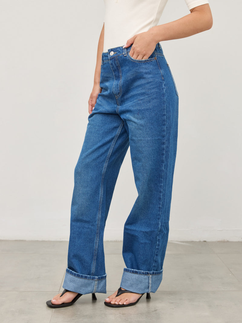 ג'ינס בגיזרה ישרה רוברט | כחול כהה