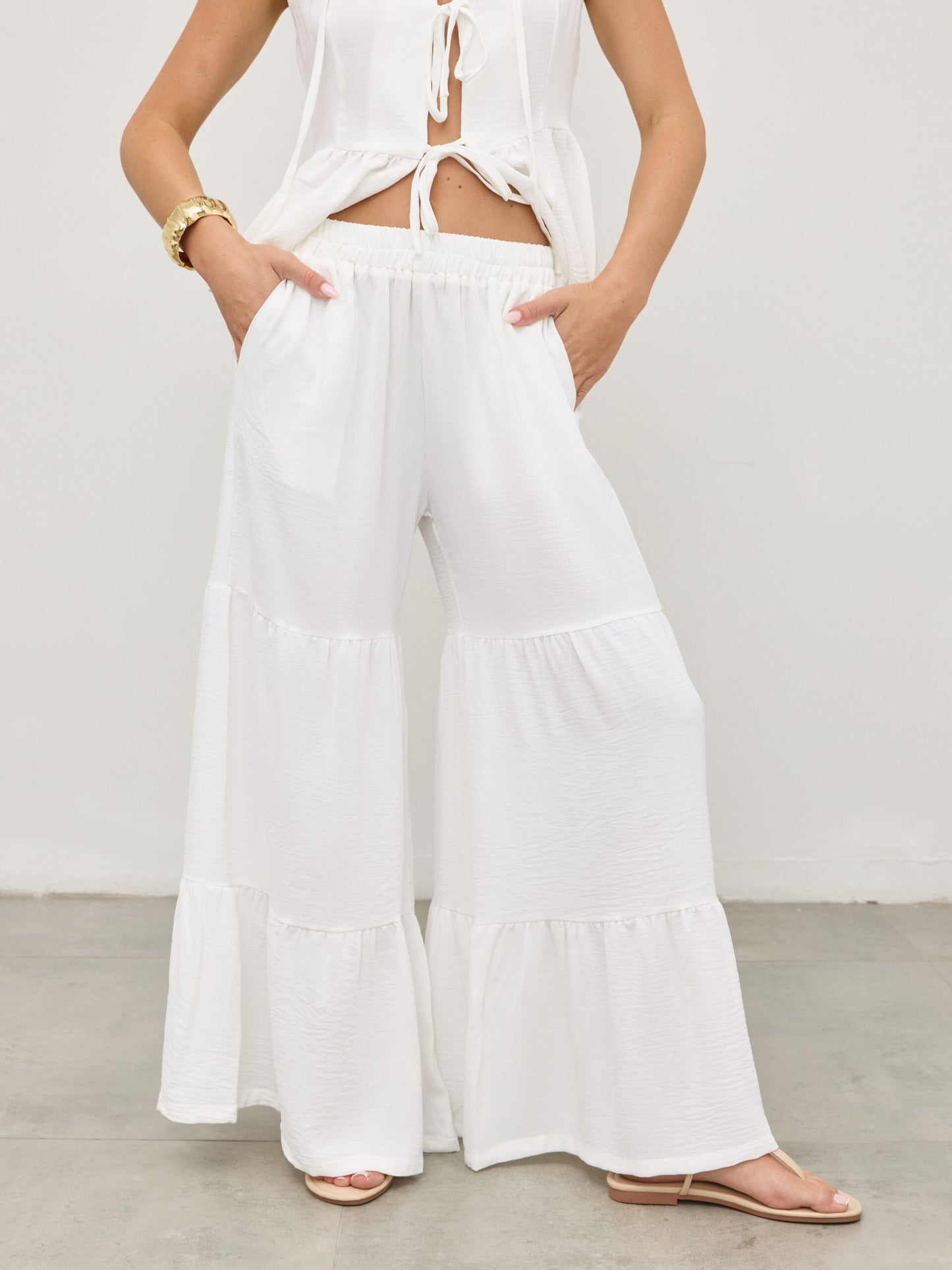 מכנסיים ארוכים לורן | לבן