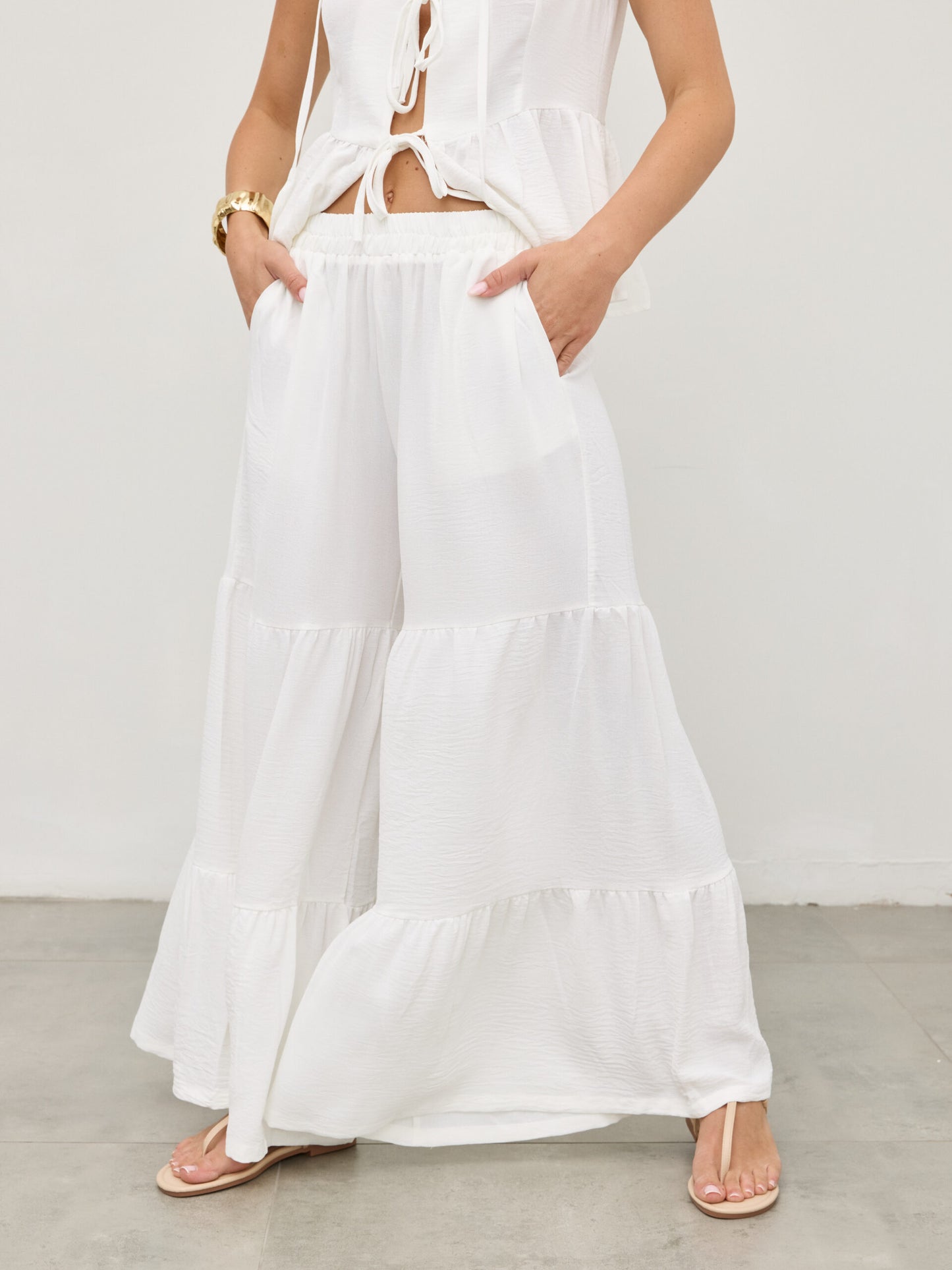 מכנסיים ארוכים לורן | לבן