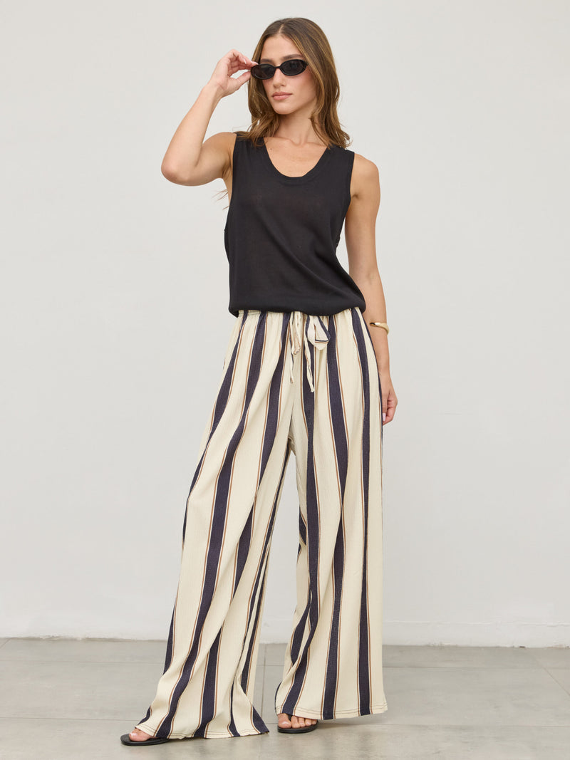 מכנסי פסים ארוכים מקסון | שחור