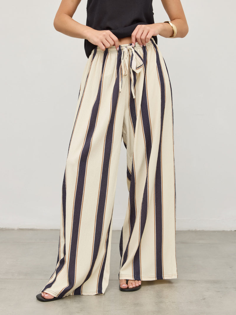 מכנסי פסים ארוכים מקסון | שחור