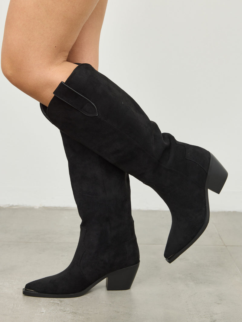 מגפי בוקרים דמוי זמש קרוליין | שחור