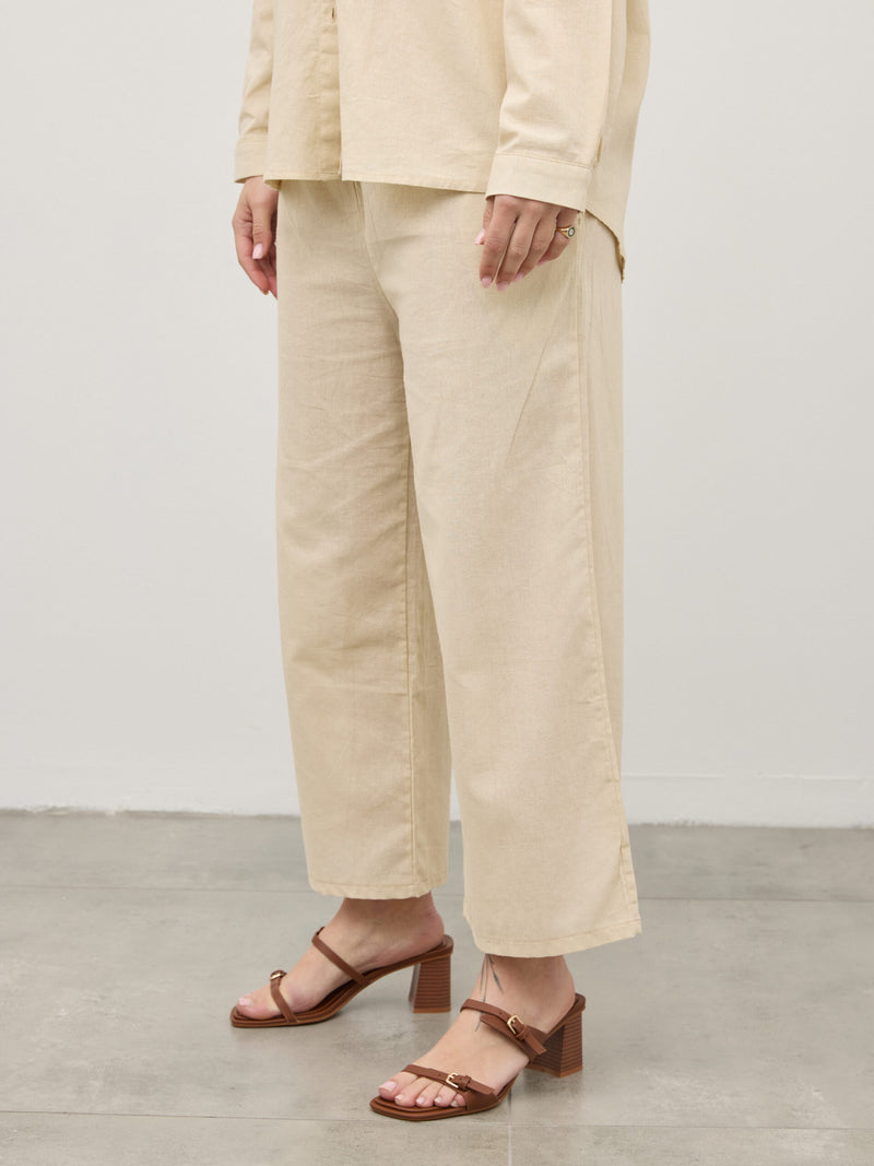 מכנסי פשתן פלורנס | חאקי