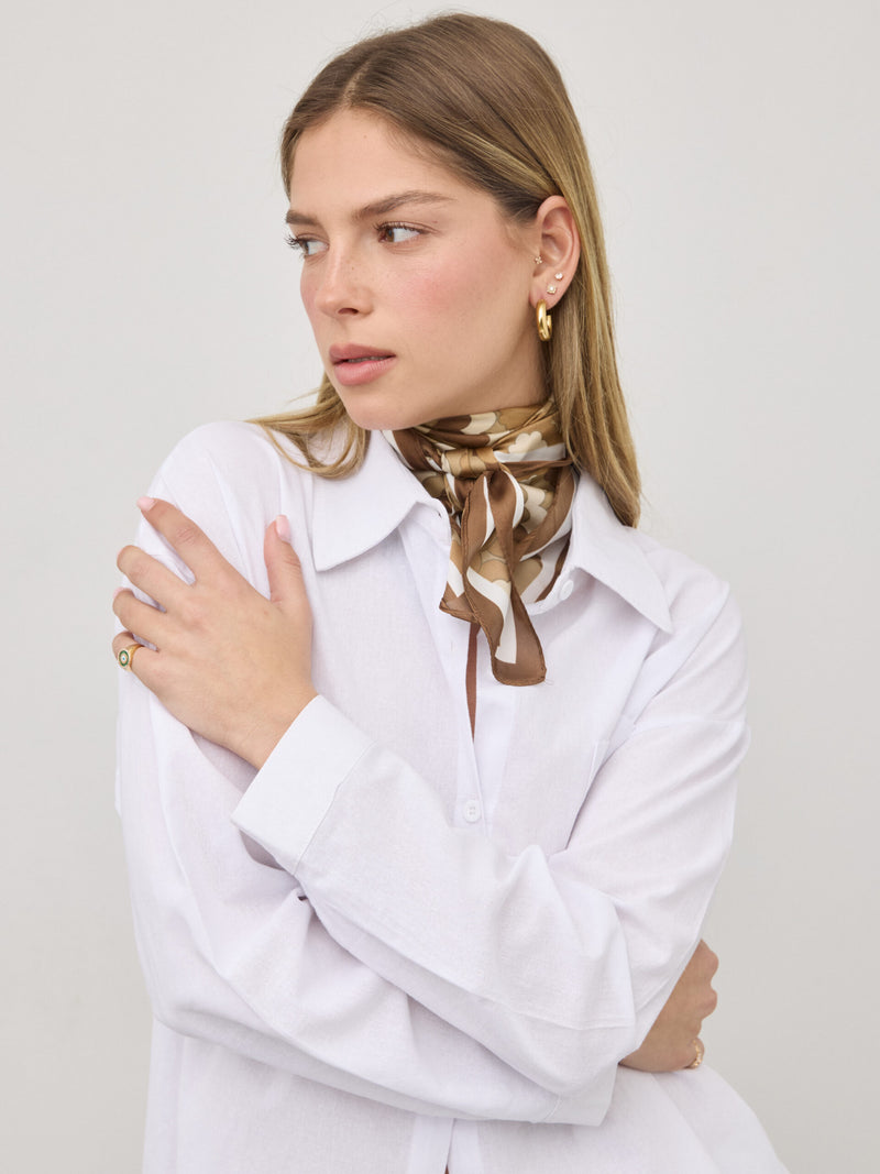 חולצה מכופתרת פשתן פלורנס | לבן