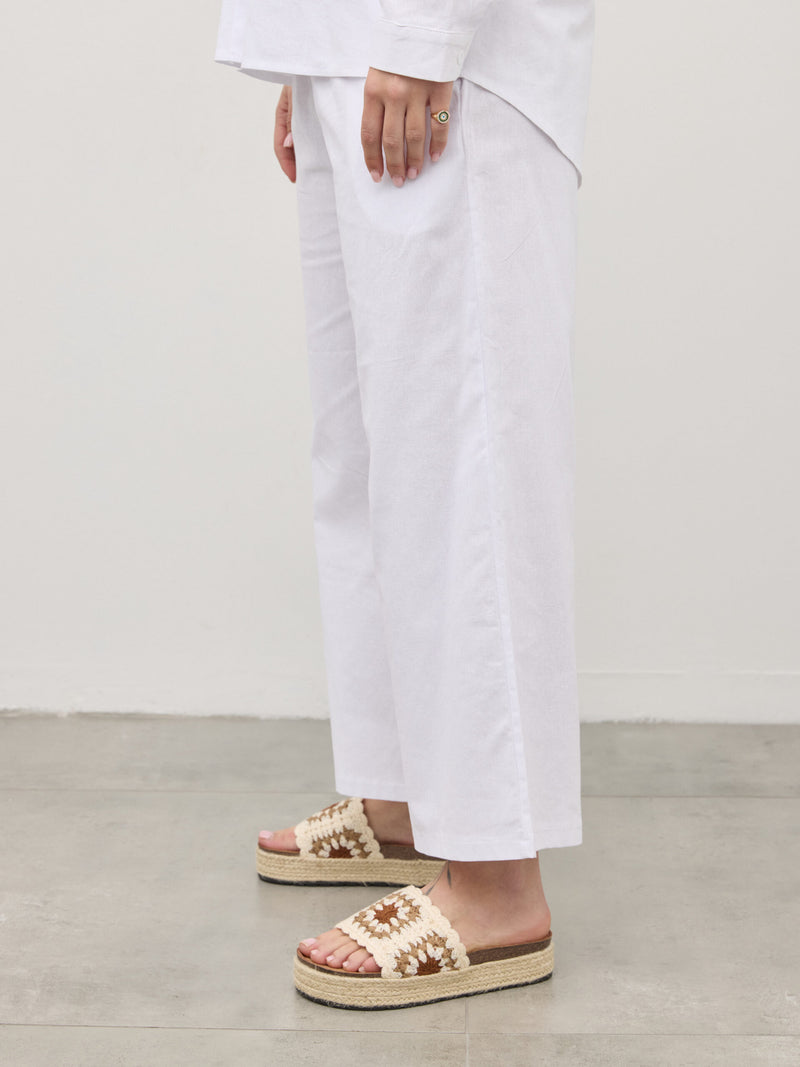 מכנסי פשתן פלורנס | לבן