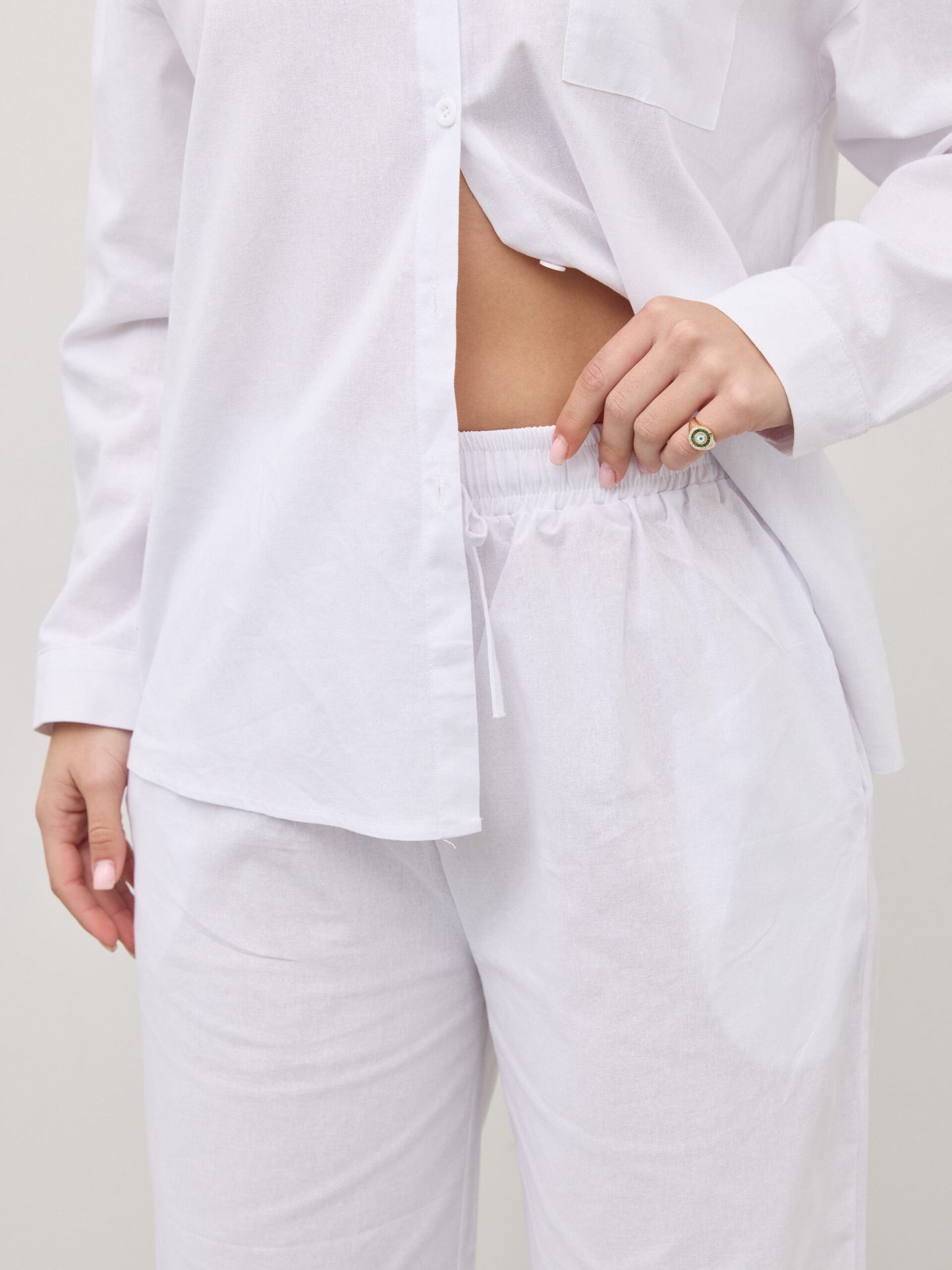 מכנסי פשתן פלורנס | לבן