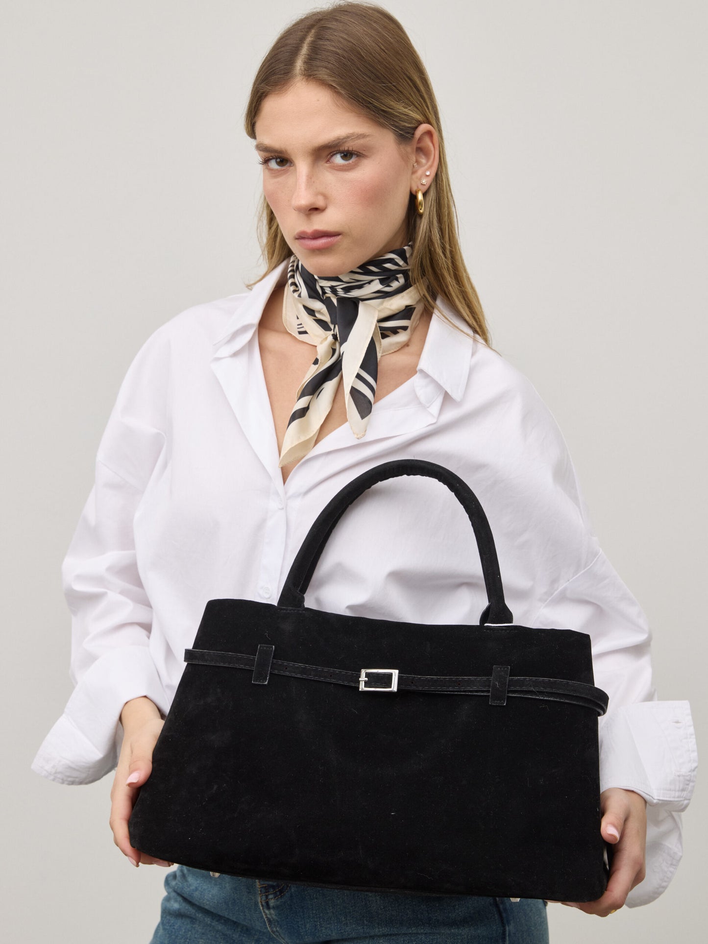 תיק דמוי זמש מרינט | שחור