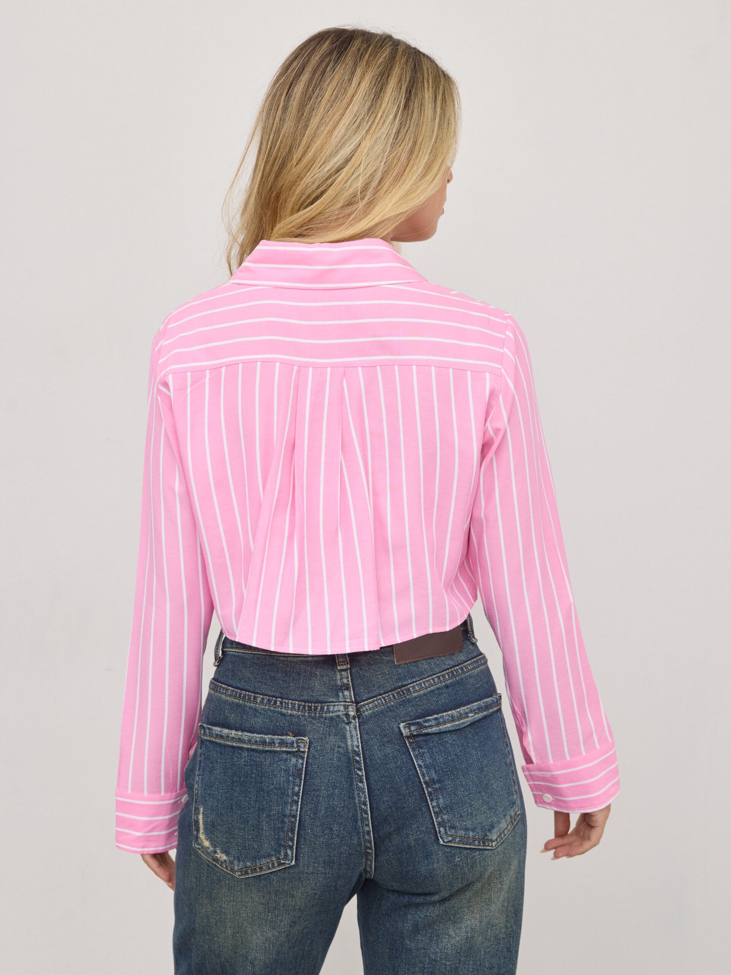 חולצה מכופתרת קרופ נואל | ורוד