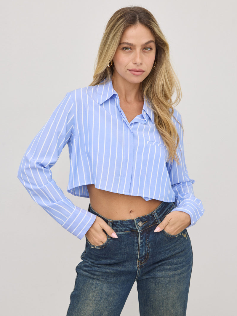 חולצה מכופתרת קרופ נואל | כחול