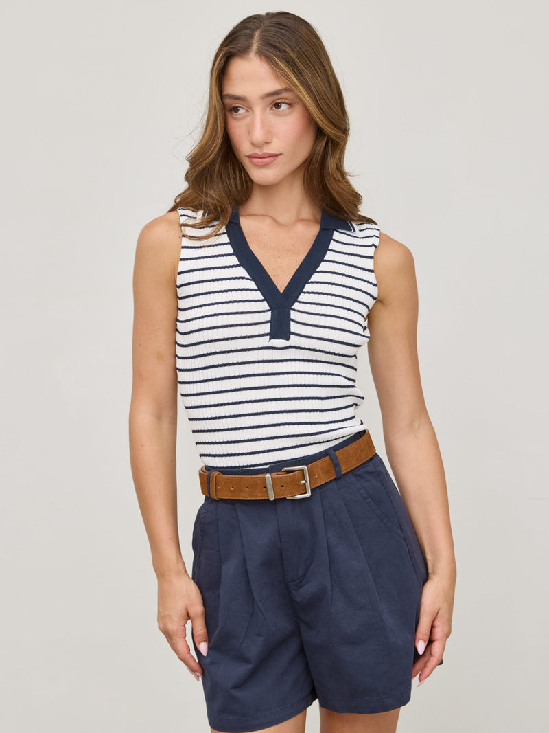 גופיית פולו פסים קלי | כחול