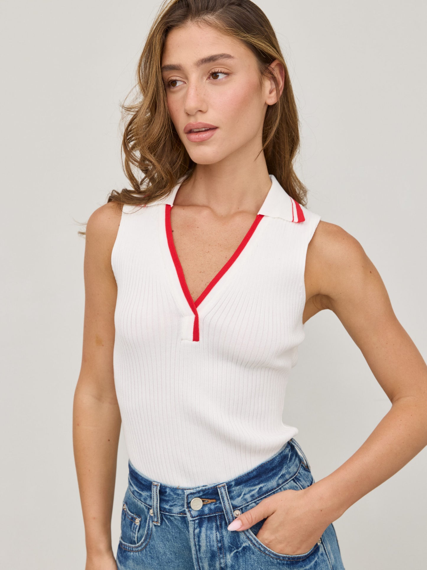 גופיית פולו קלי | לבן