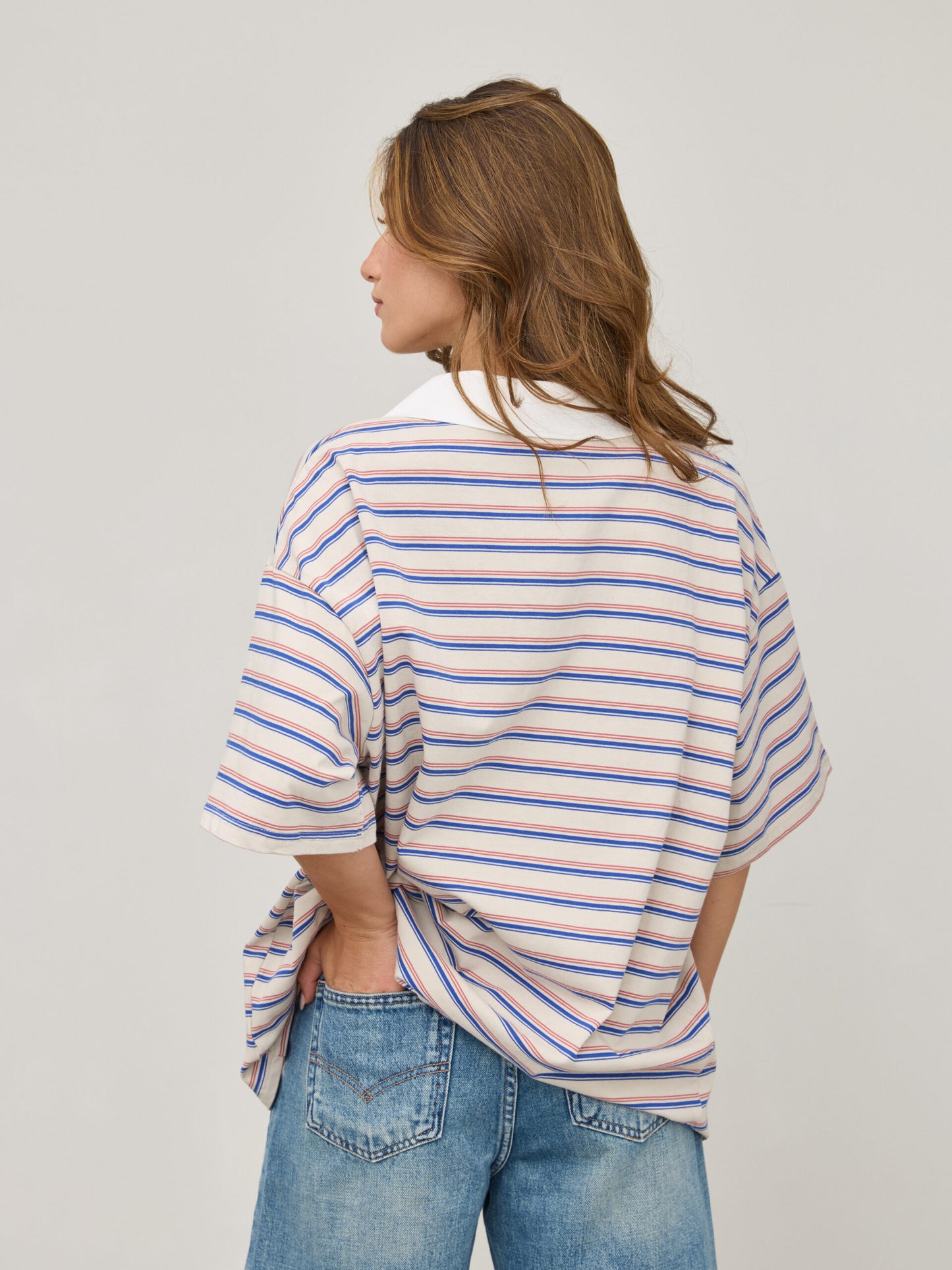 חולצת פולו פסים בראדלי | בז'