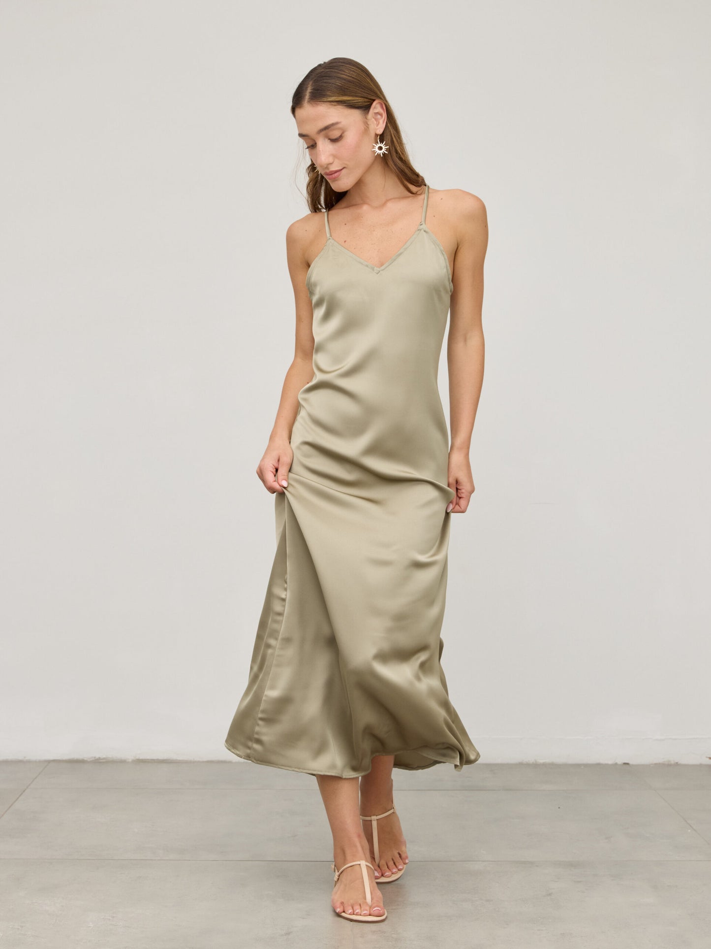 שמלת סאטן מוניקה | ירוק