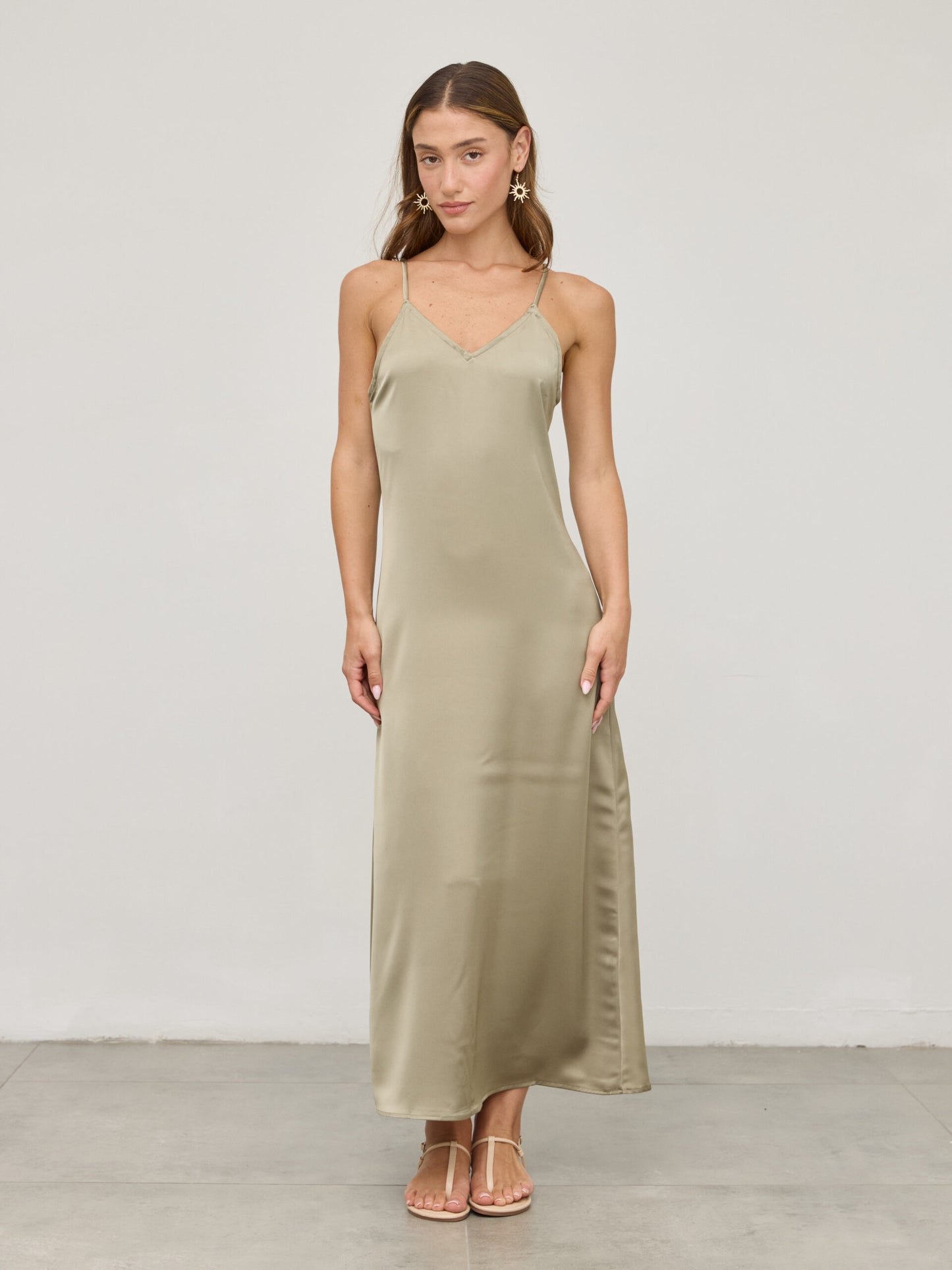 שמלת סאטן מוניקה | ירוק