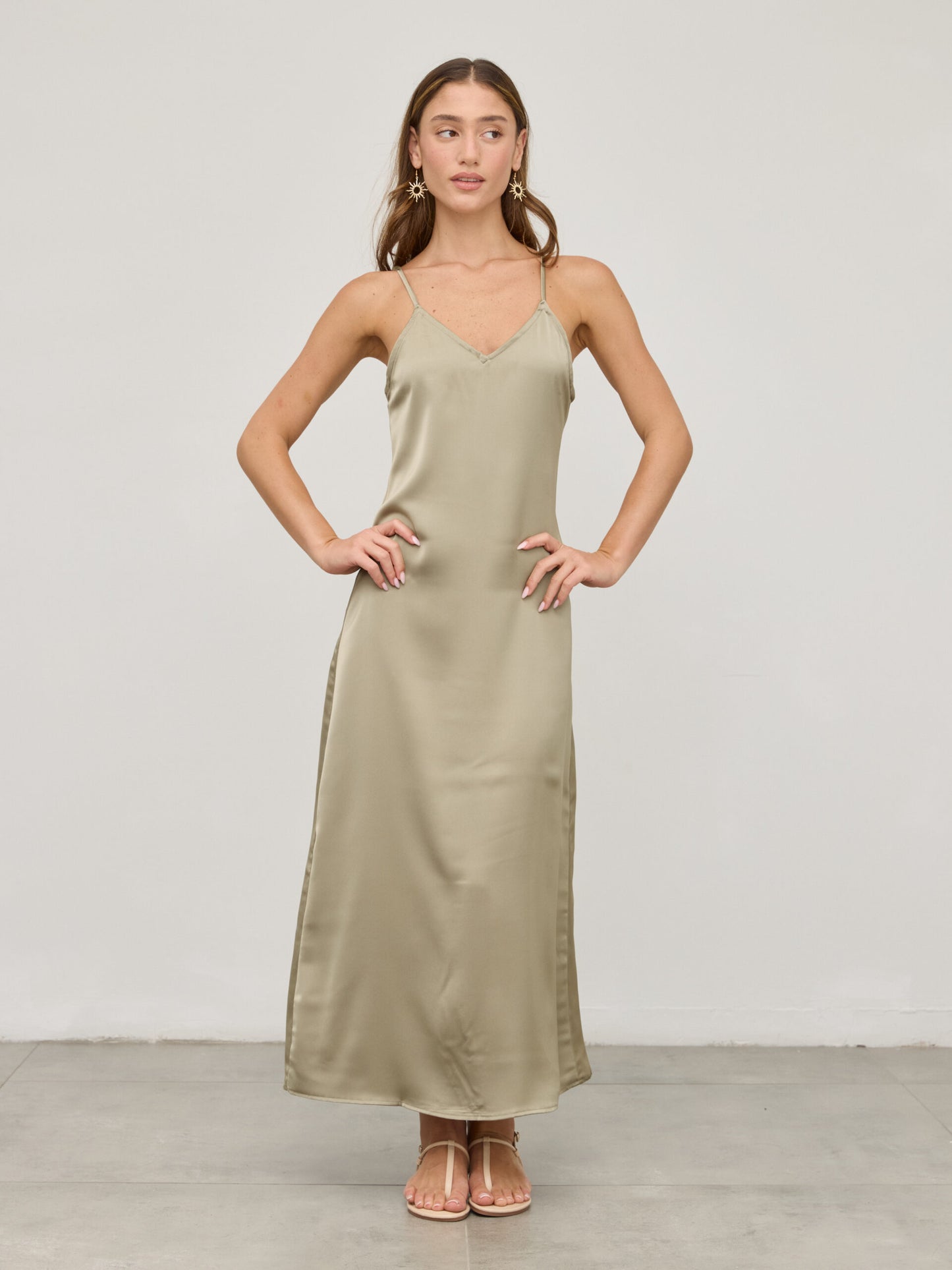 שמלת סאטן מוניקה | ירוק