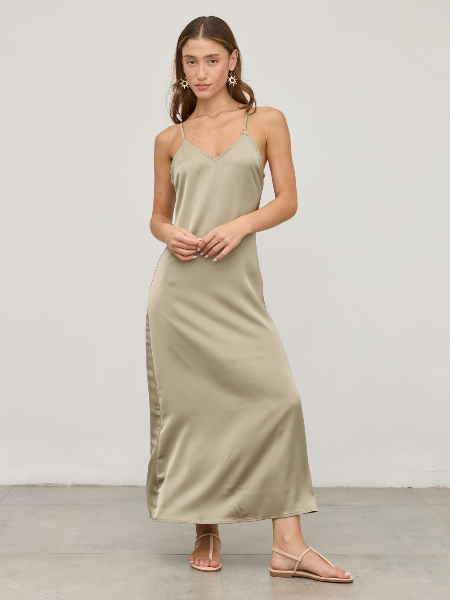 שמלת סאטן מוניקה | ירוק