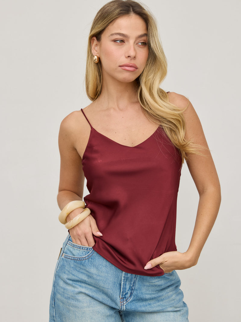 גופיית סאטן אליס | אדום