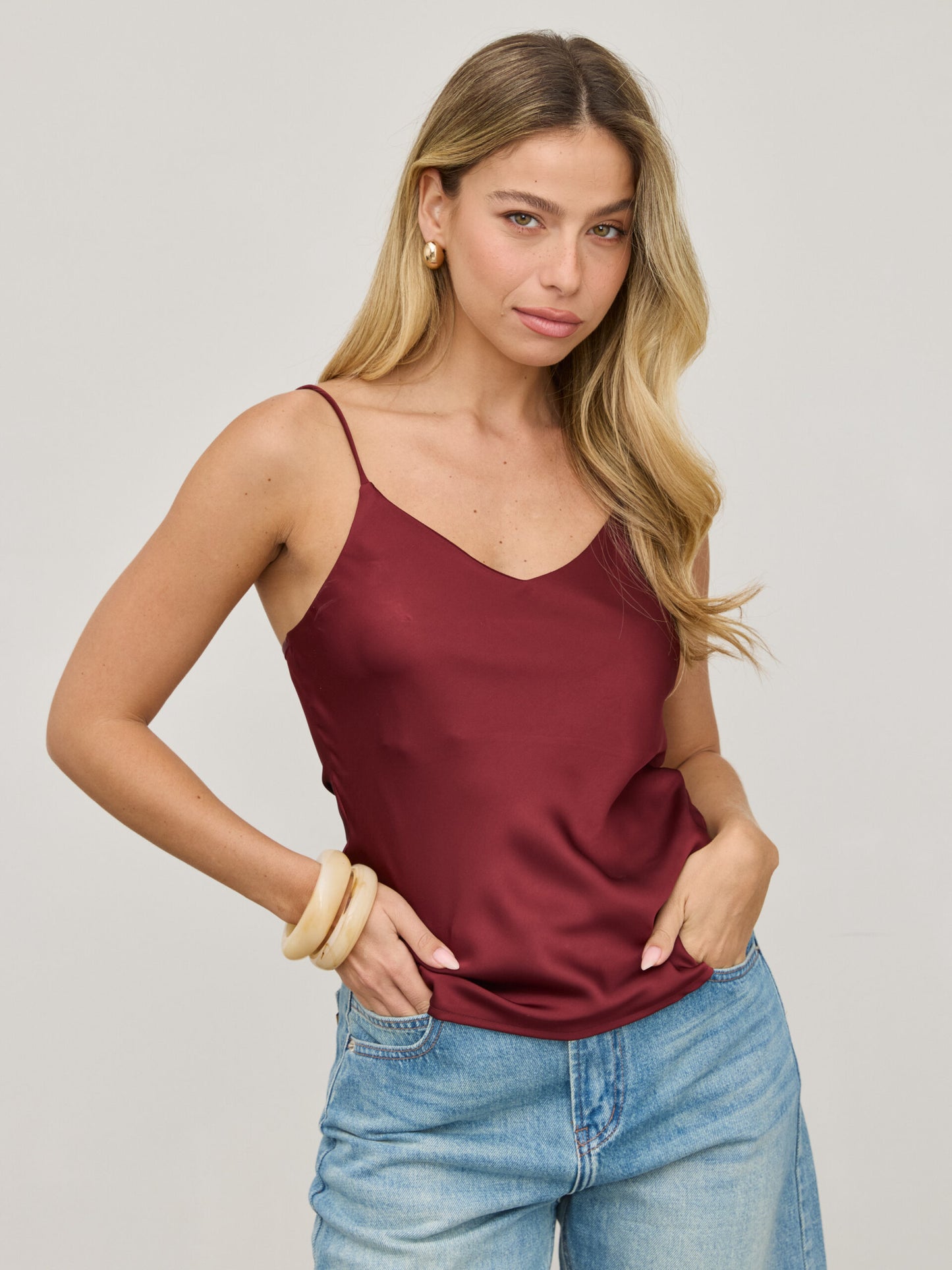 גופיית סאטן אליס | אדום