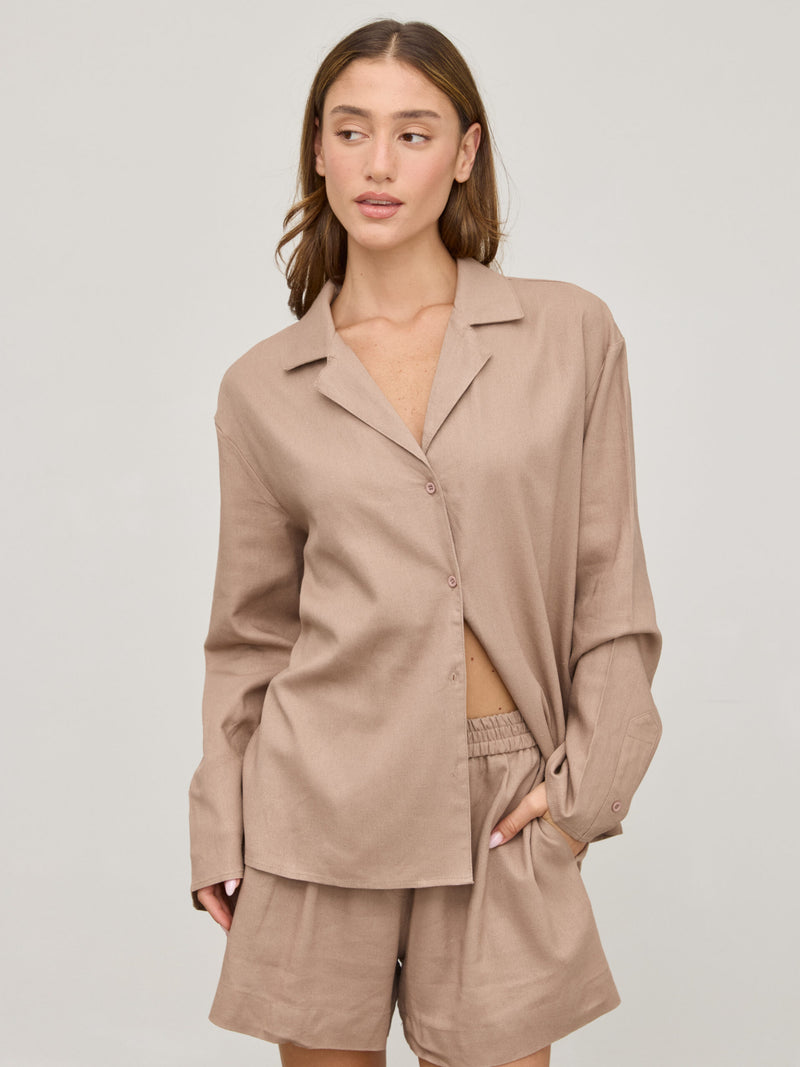 חולצה מכופתרת בלונדי | חום