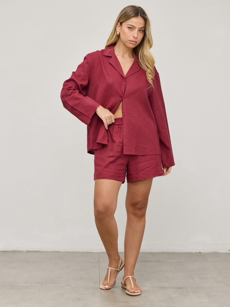 חולצה מכופתרת בלונדי | בורדו