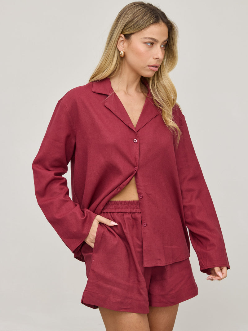 חולצה מכופתרת בלונדי | בורדו