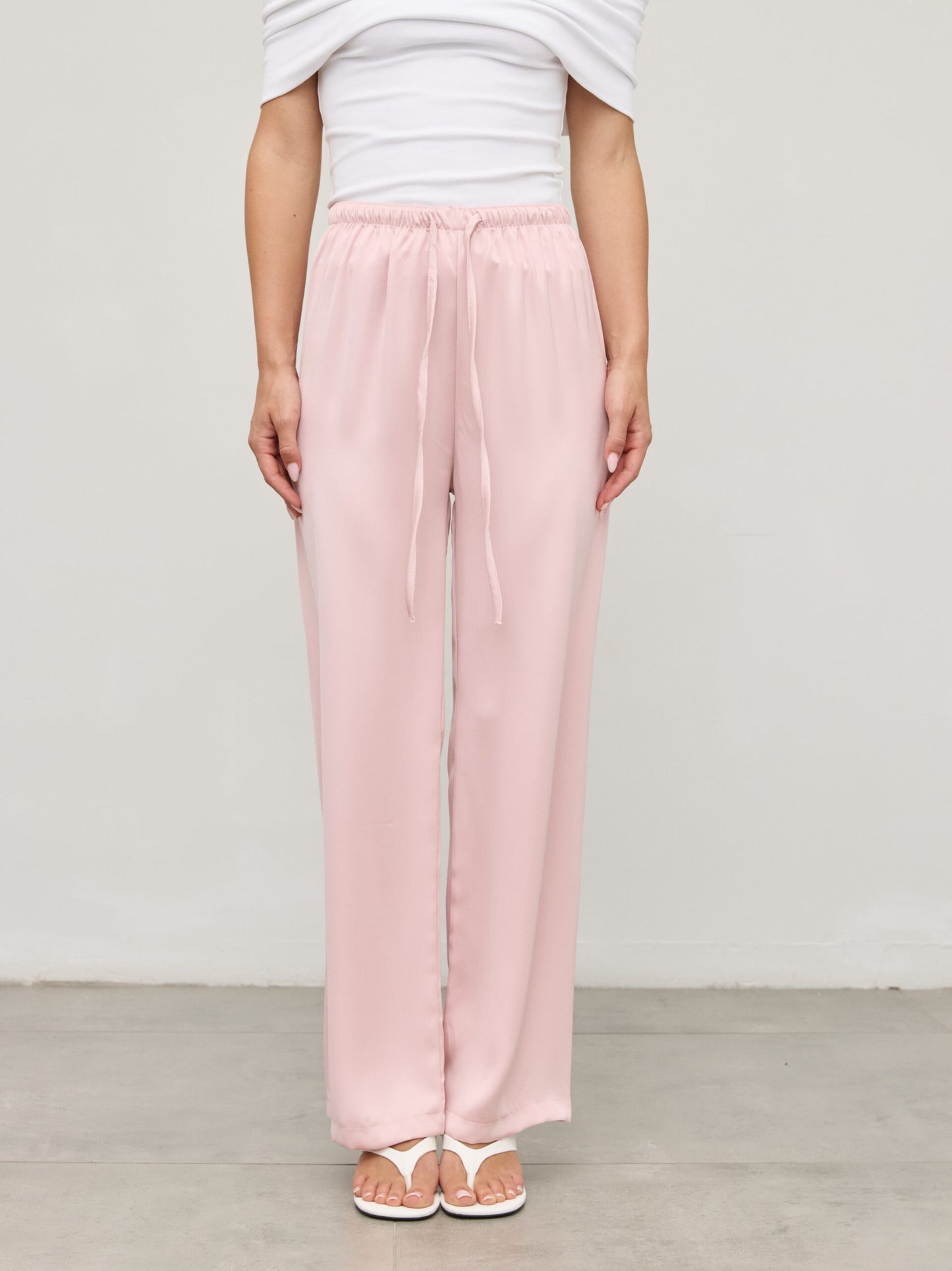 מכנסי סאטן קאי | ורוד