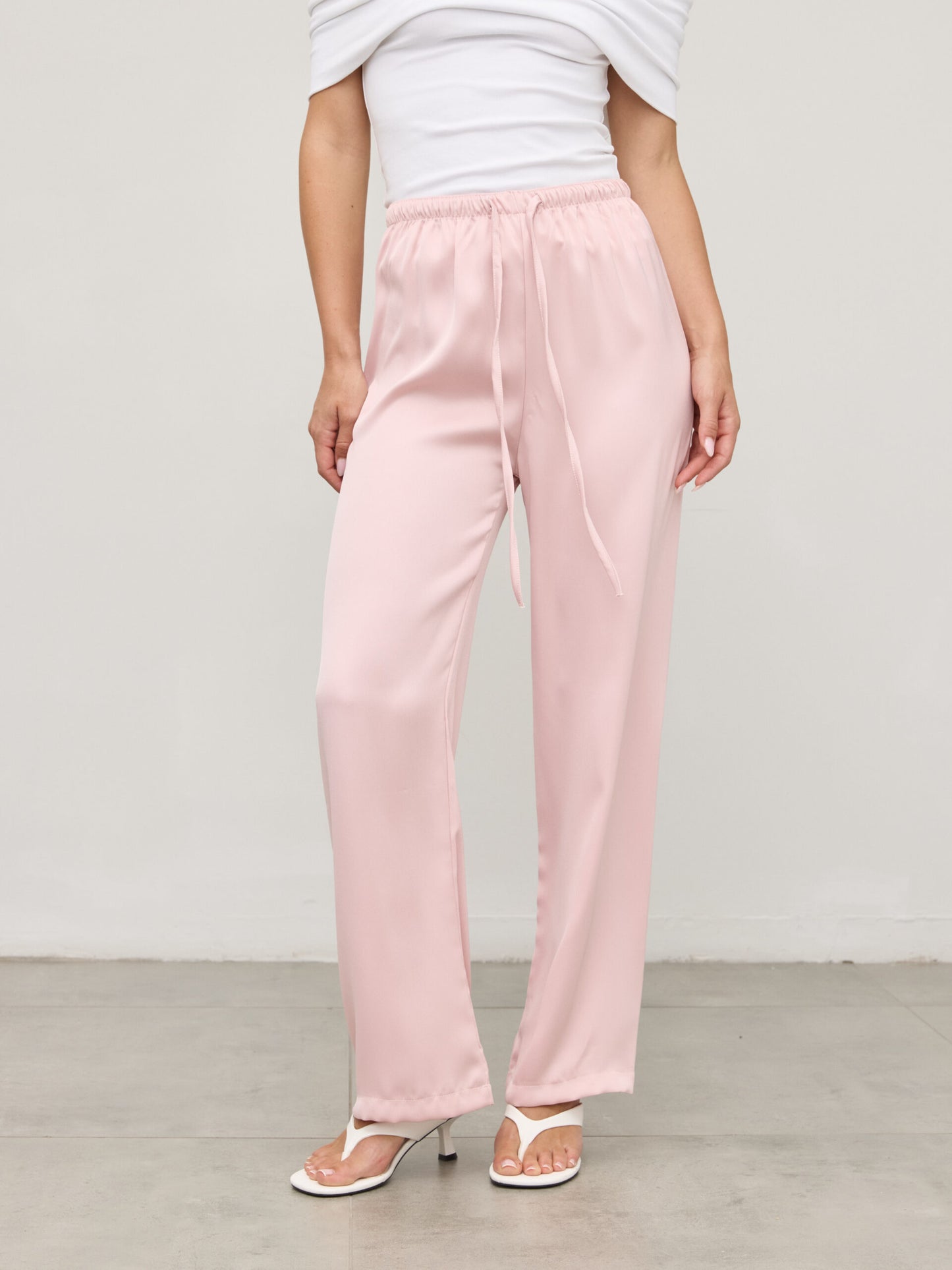 מכנסי סאטן קאי | ורוד