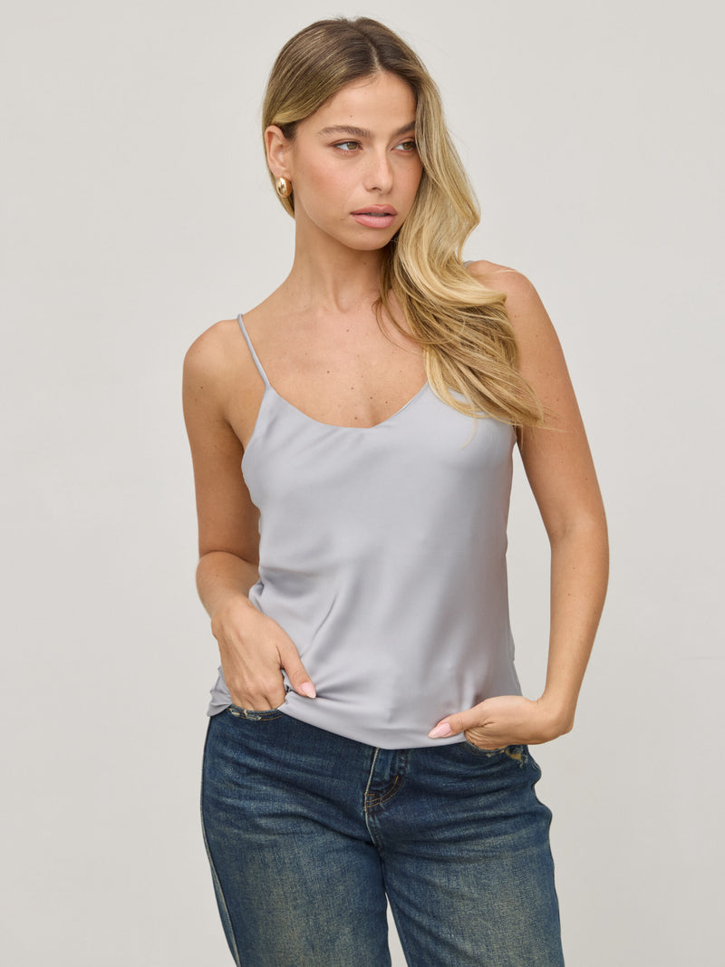 גופיית סאטן אליס | אפור