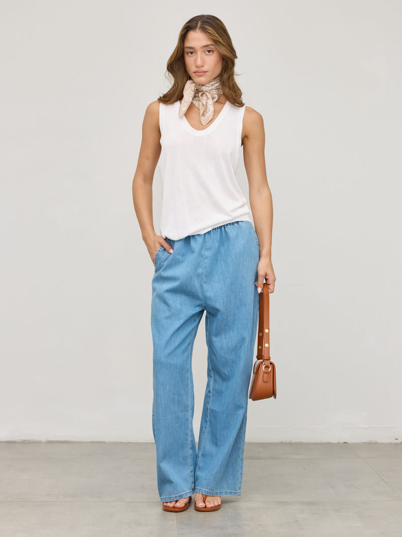 מכנסי ג'ינס ארוכים גומי לוריאן | כחול כהה