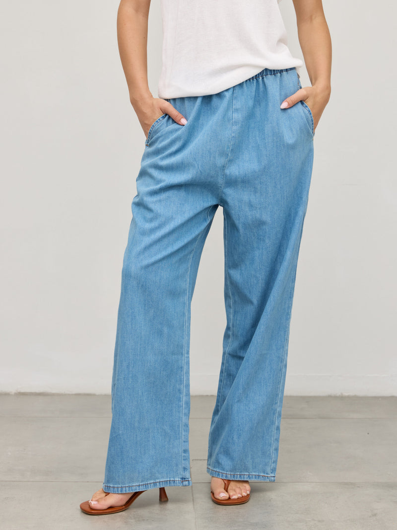 מכנסי ג'ינס ארוכים גומי לוריאן | כחול כהה