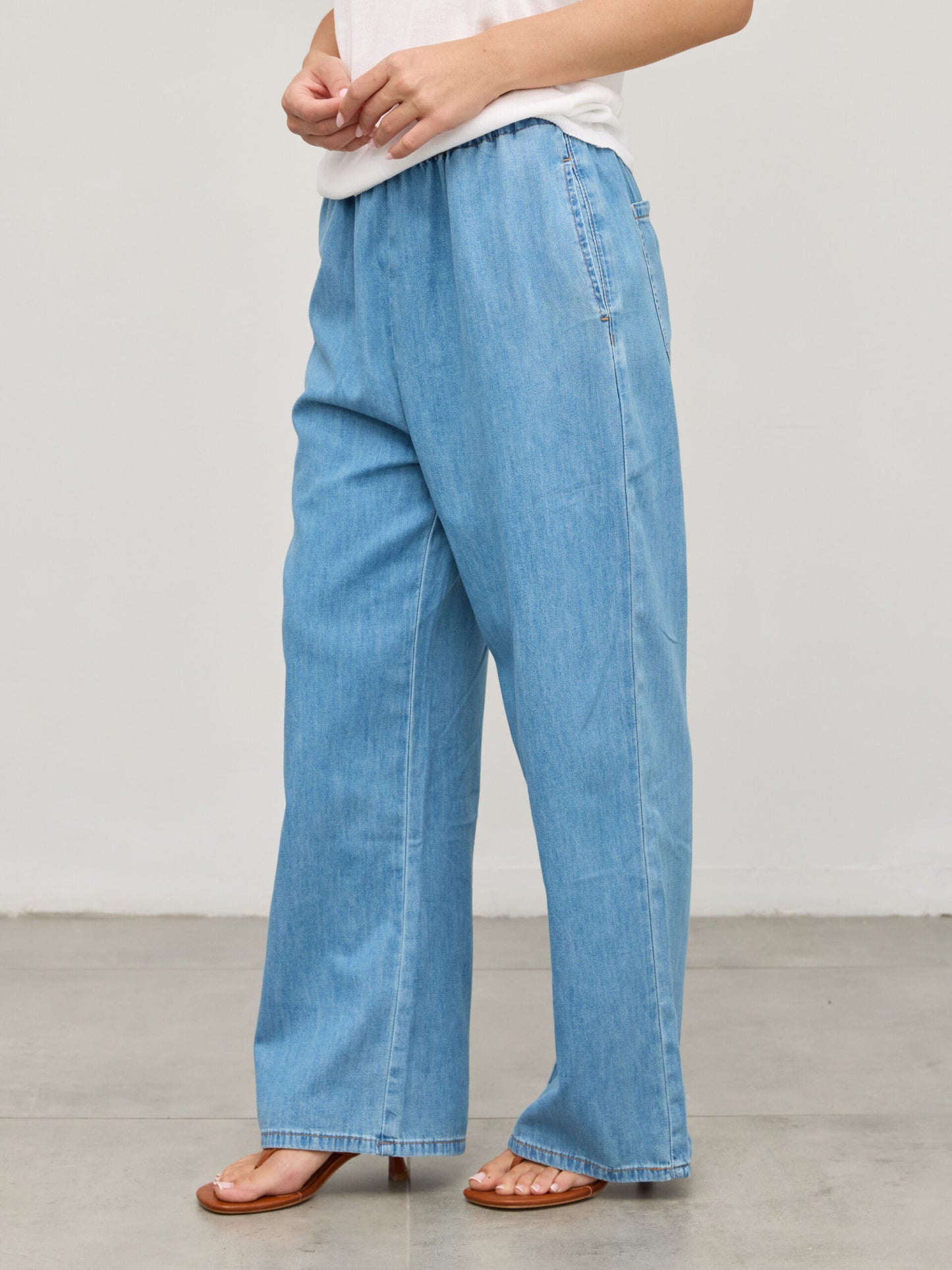 מכנסי ג'ינס ארוכים גומי לוריאן | כחול כהה