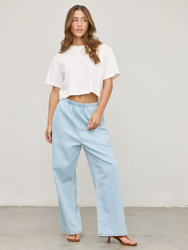 מכנסי ג'ינס ארוכים גומי לוריאן | תכלת