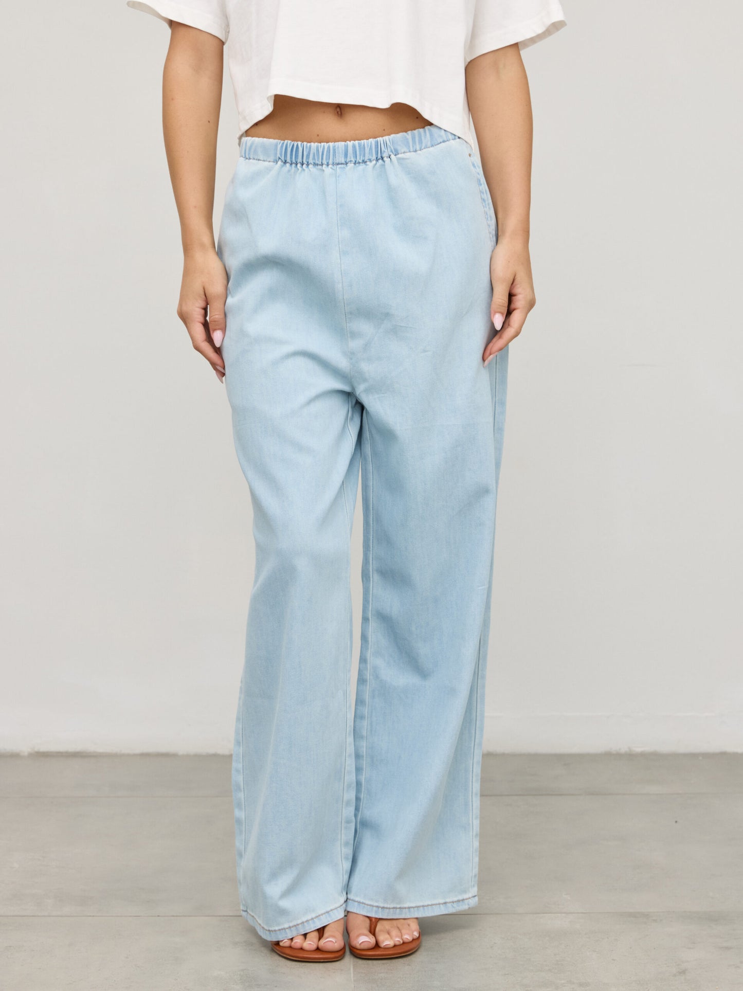 מכנסי ג'ינס ארוכים גומי לוריאן | תכלת