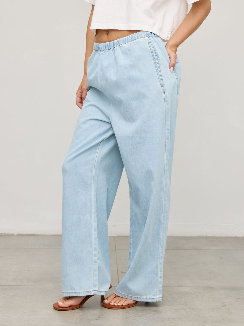 מכנסי ג'ינס ארוכים גומי לוריאן | תכלת