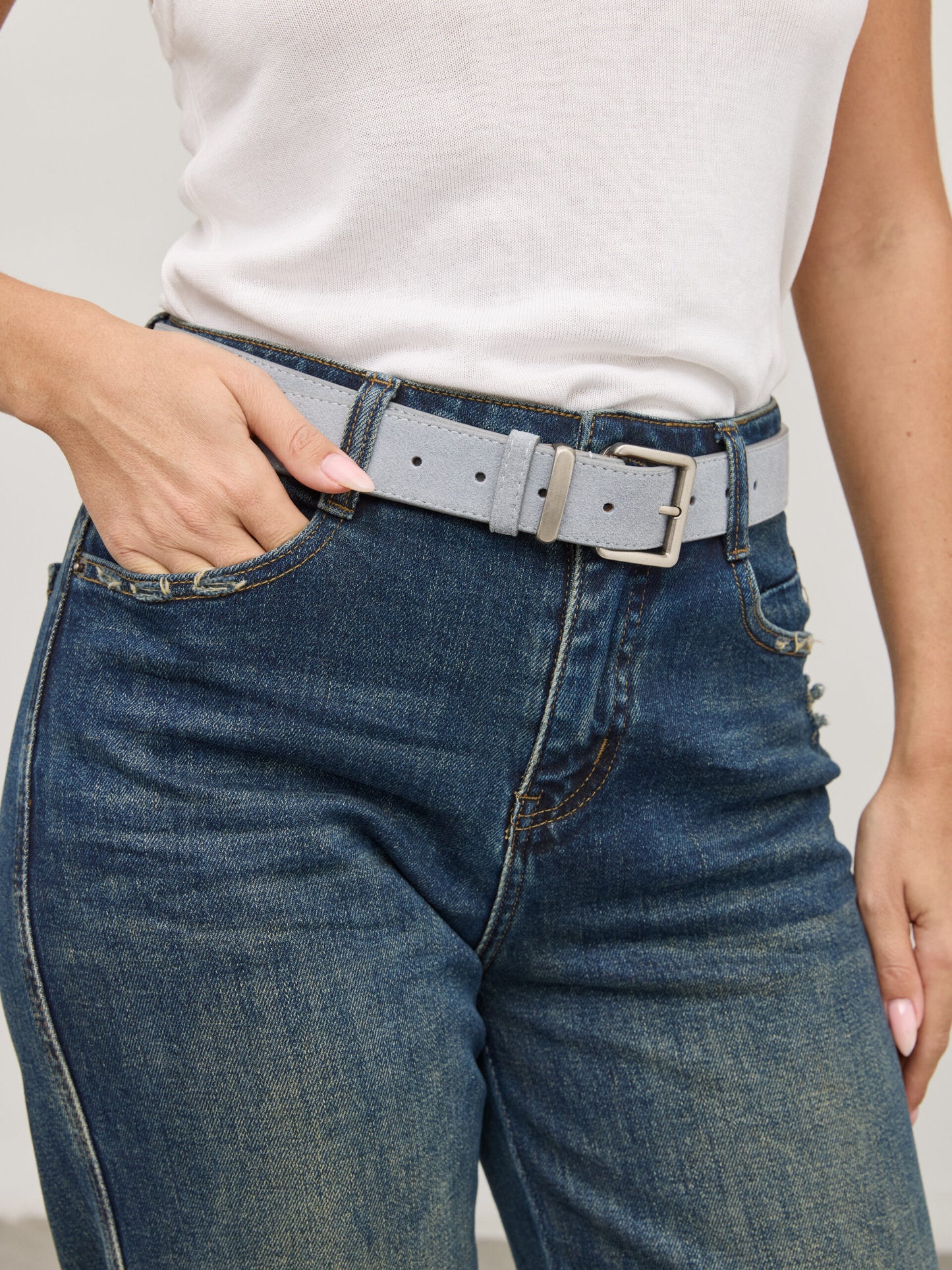 חגורת דמוי זמש רוס | כחול