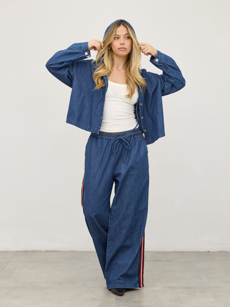 חולצת ג'ינס קפוצ'ון פלינט | כחול