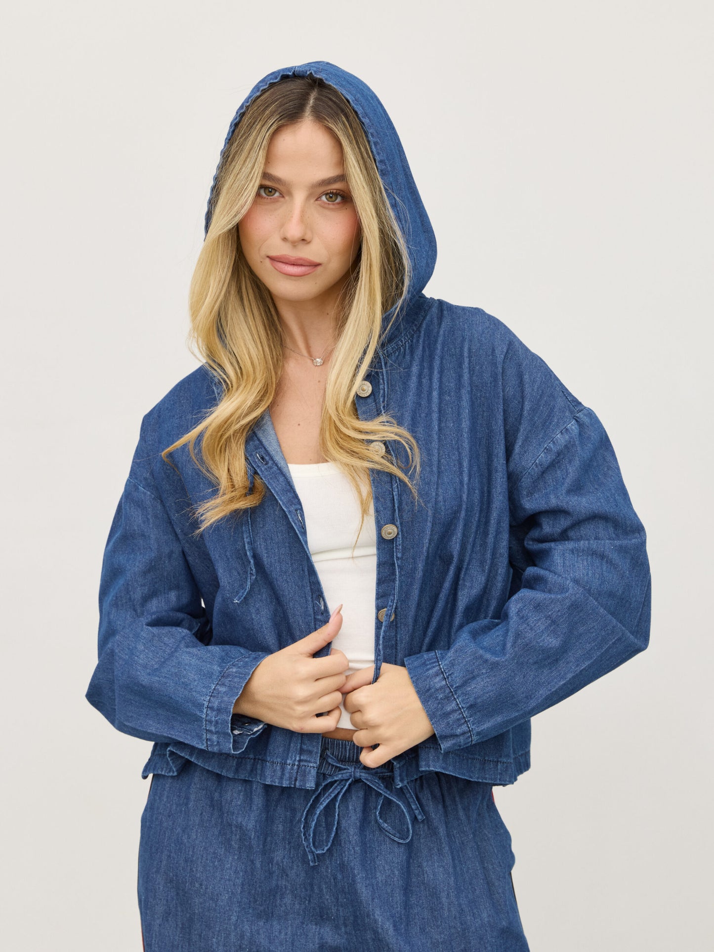 חולצת ג'ינס קפוצ'ון פלינט | כחול