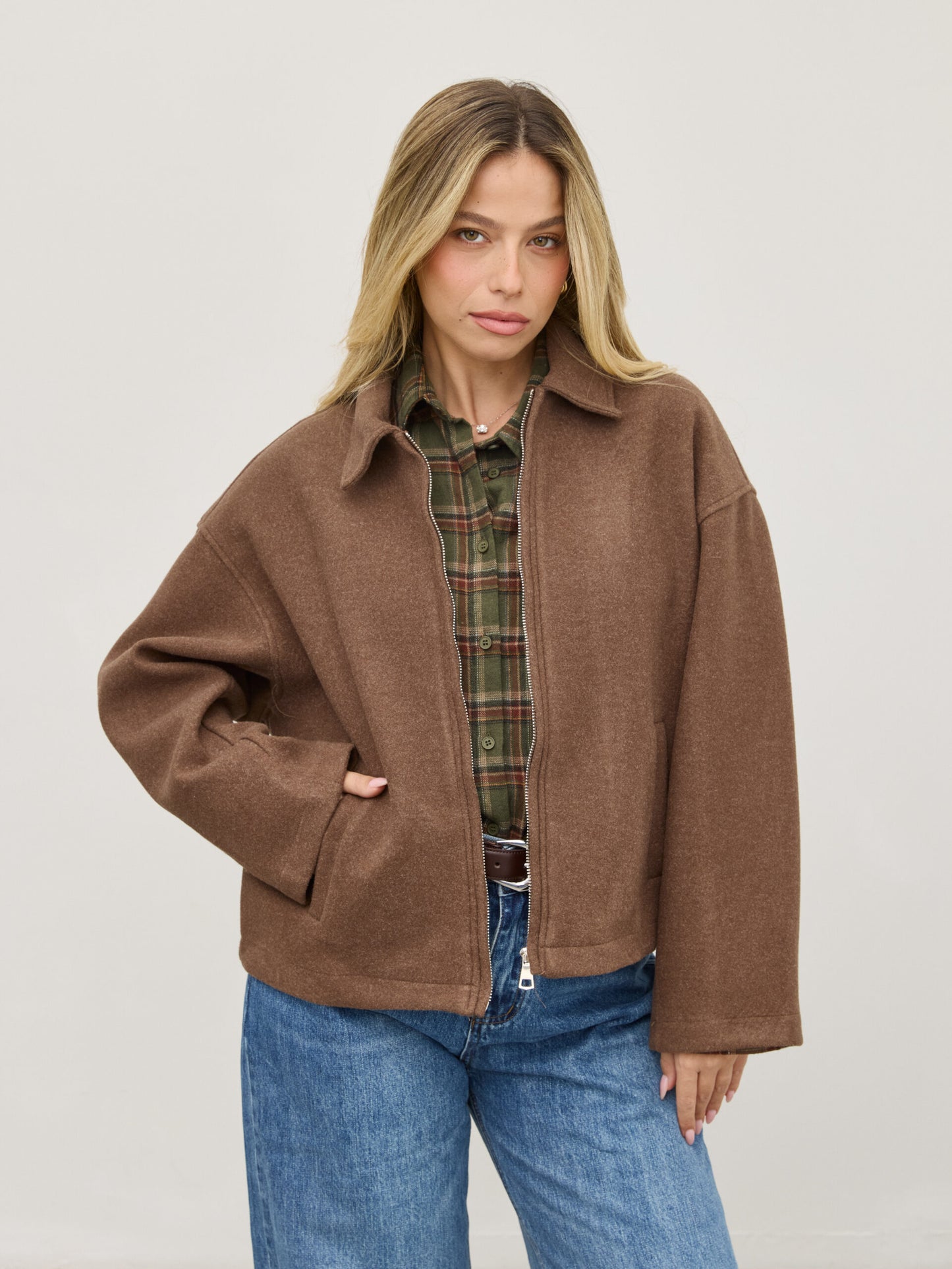 ג'קט דמוי לבד בוני | חום