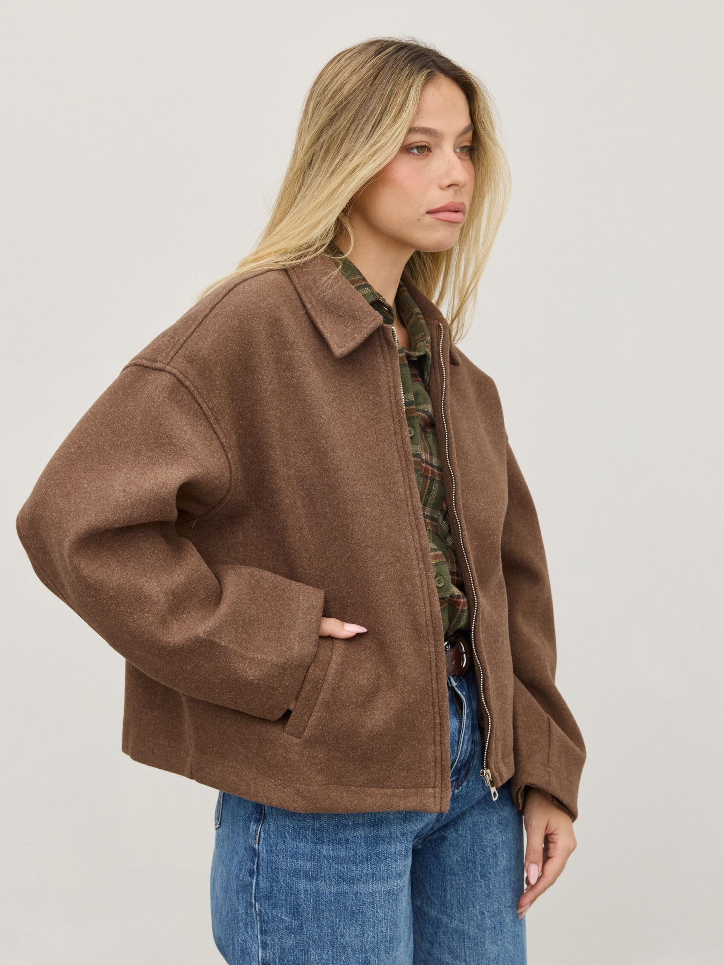 ג'קט דמוי לבד בוני | חום