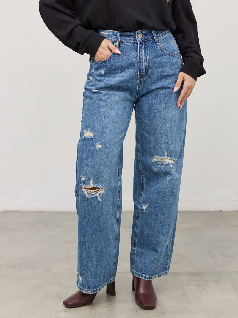 מכנסי ג'ינס קרעים דנבר | כחול