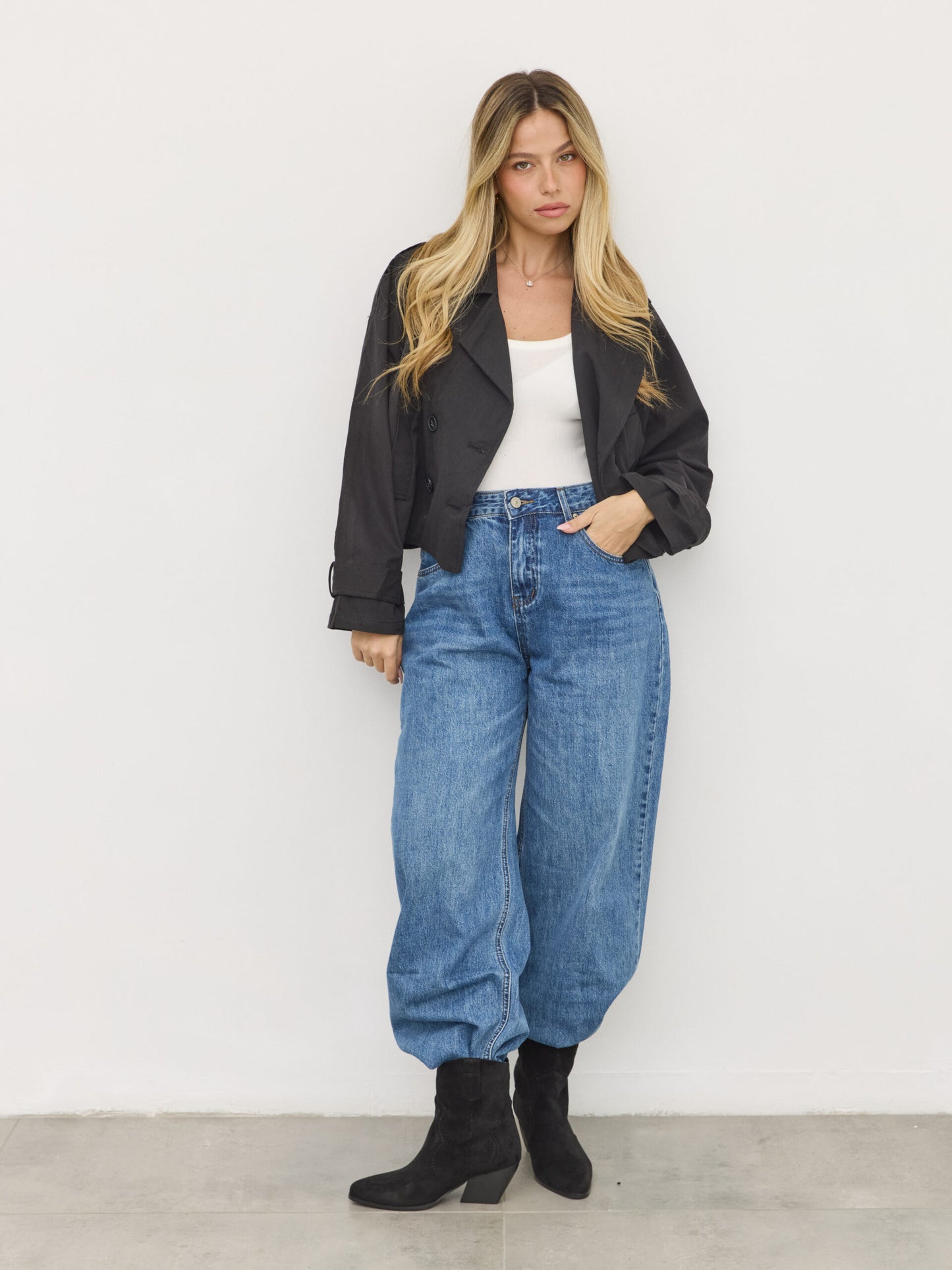 מגפוני בוקרים דמוי זמש אודרי | שחור