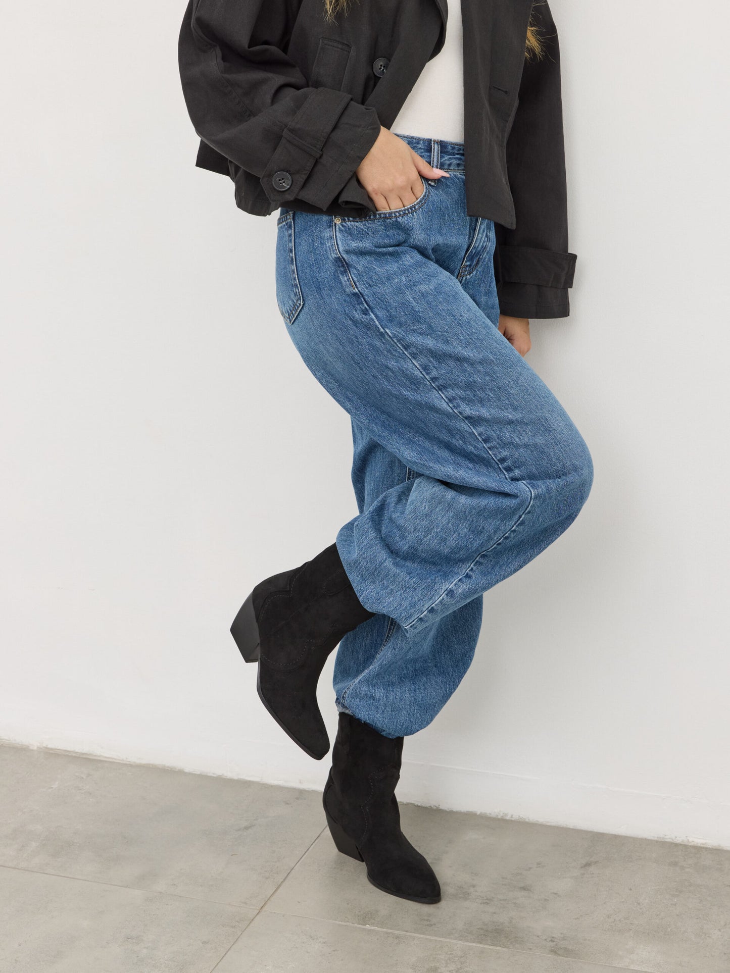 מגפוני בוקרים דמוי זמש אודרי | שחור