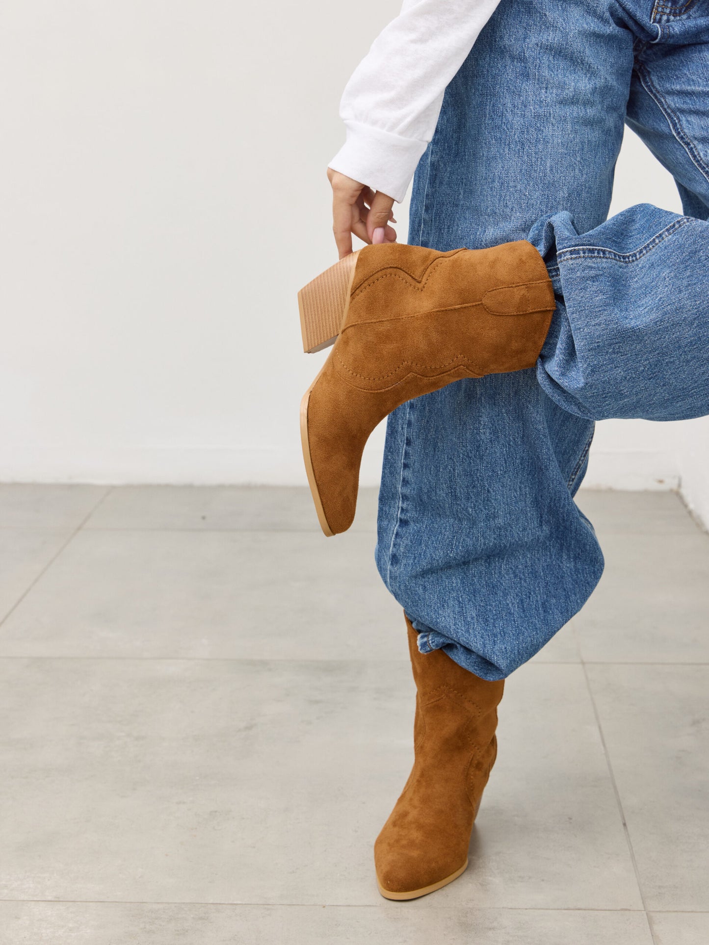 מגפוני בוקרים דמוי זמש אודרי | חום