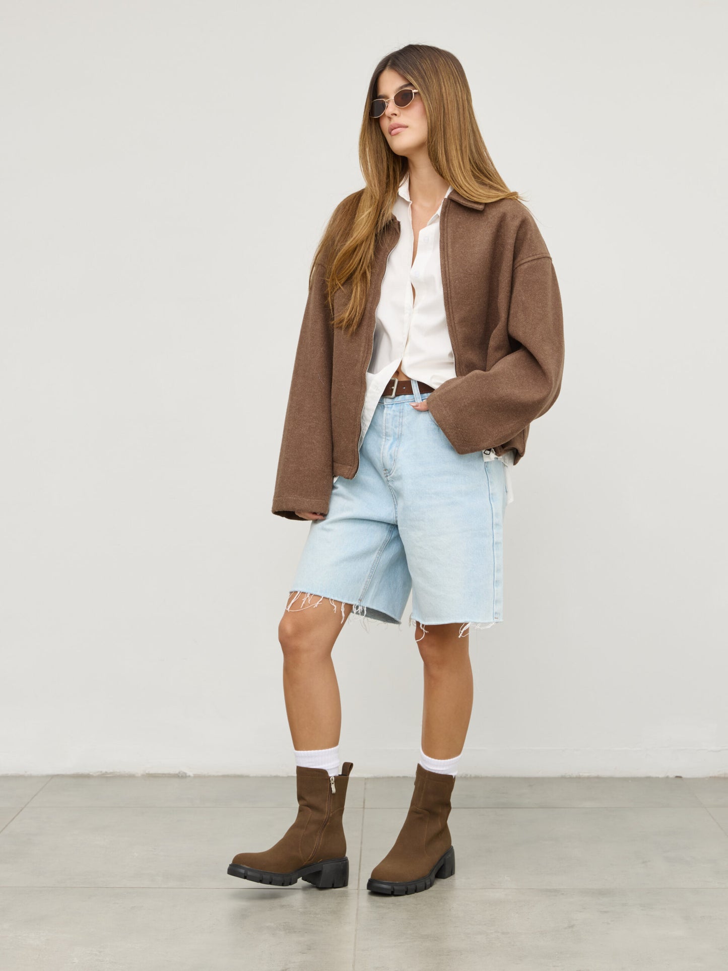 מגפוני טרקטור דמוי זמש ג'ינה | חום