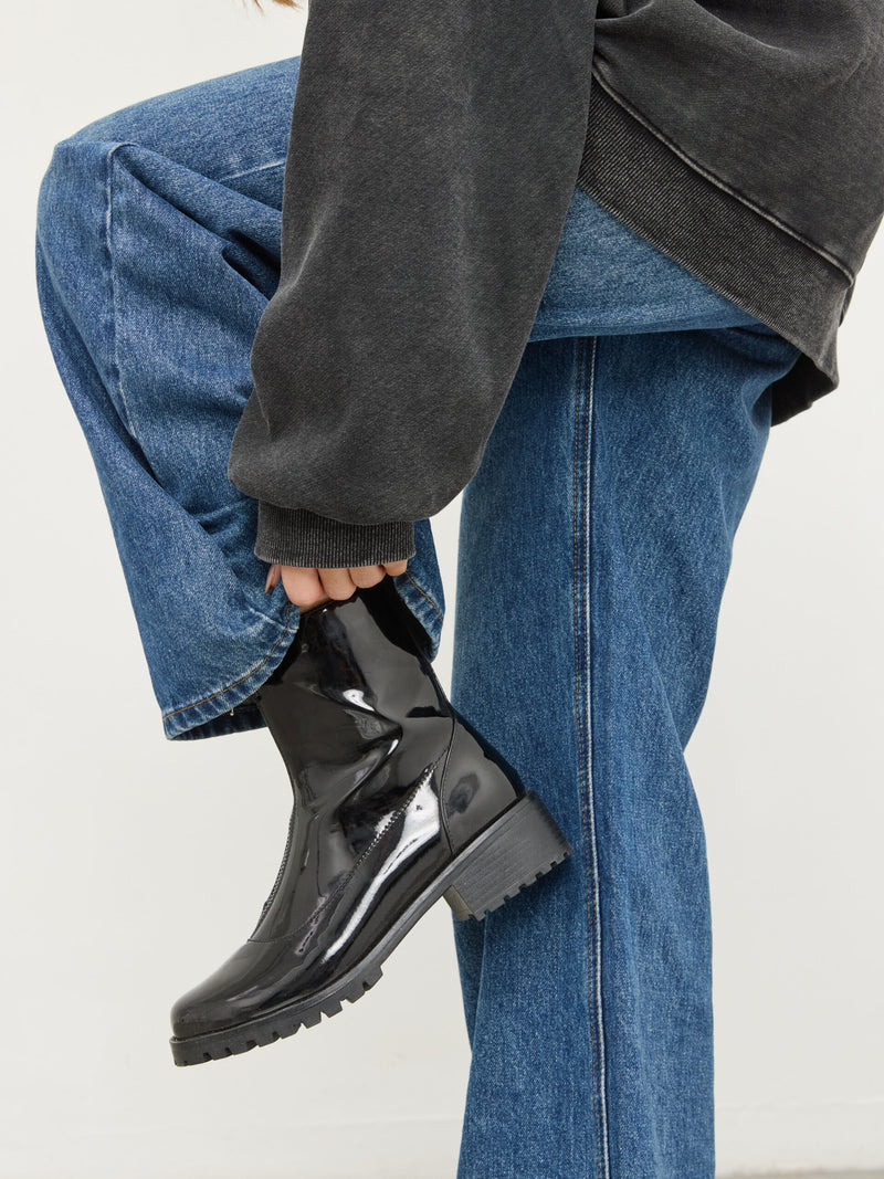 מגפוני סוליית טרקטור קינג | שחור לק