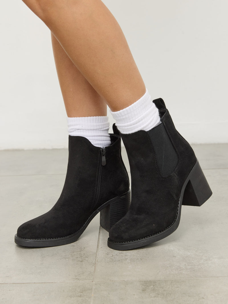 מגפוני עקב דמוי זמש קיילב | שחור