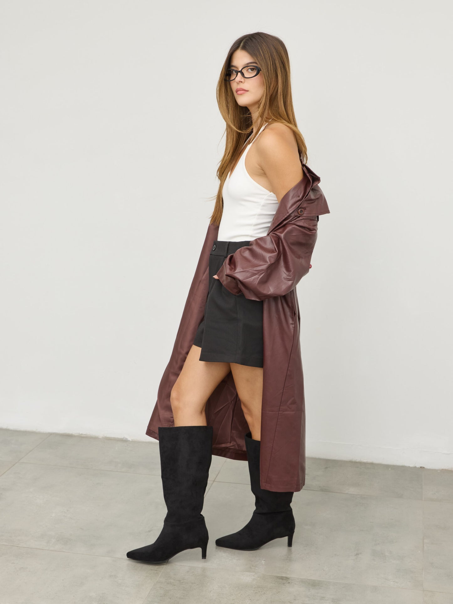 מגפי עקב דמוי זמש דארי | שחור