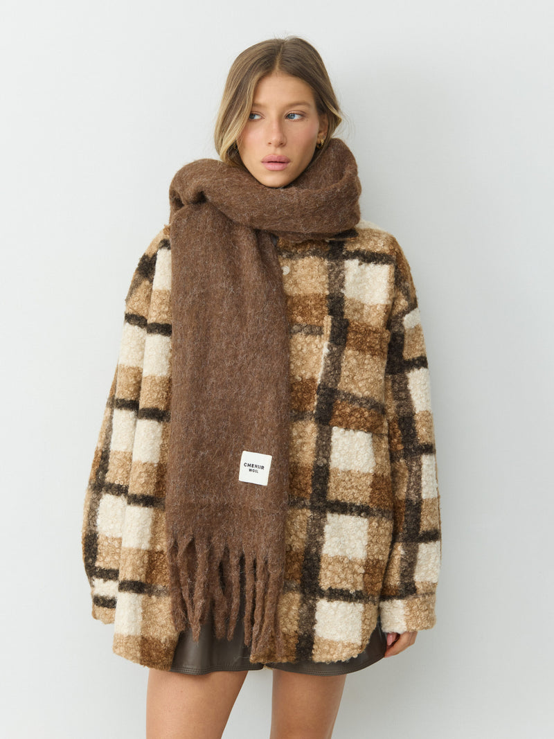 ג'קט דמוי לבד משבצות לוז | חום