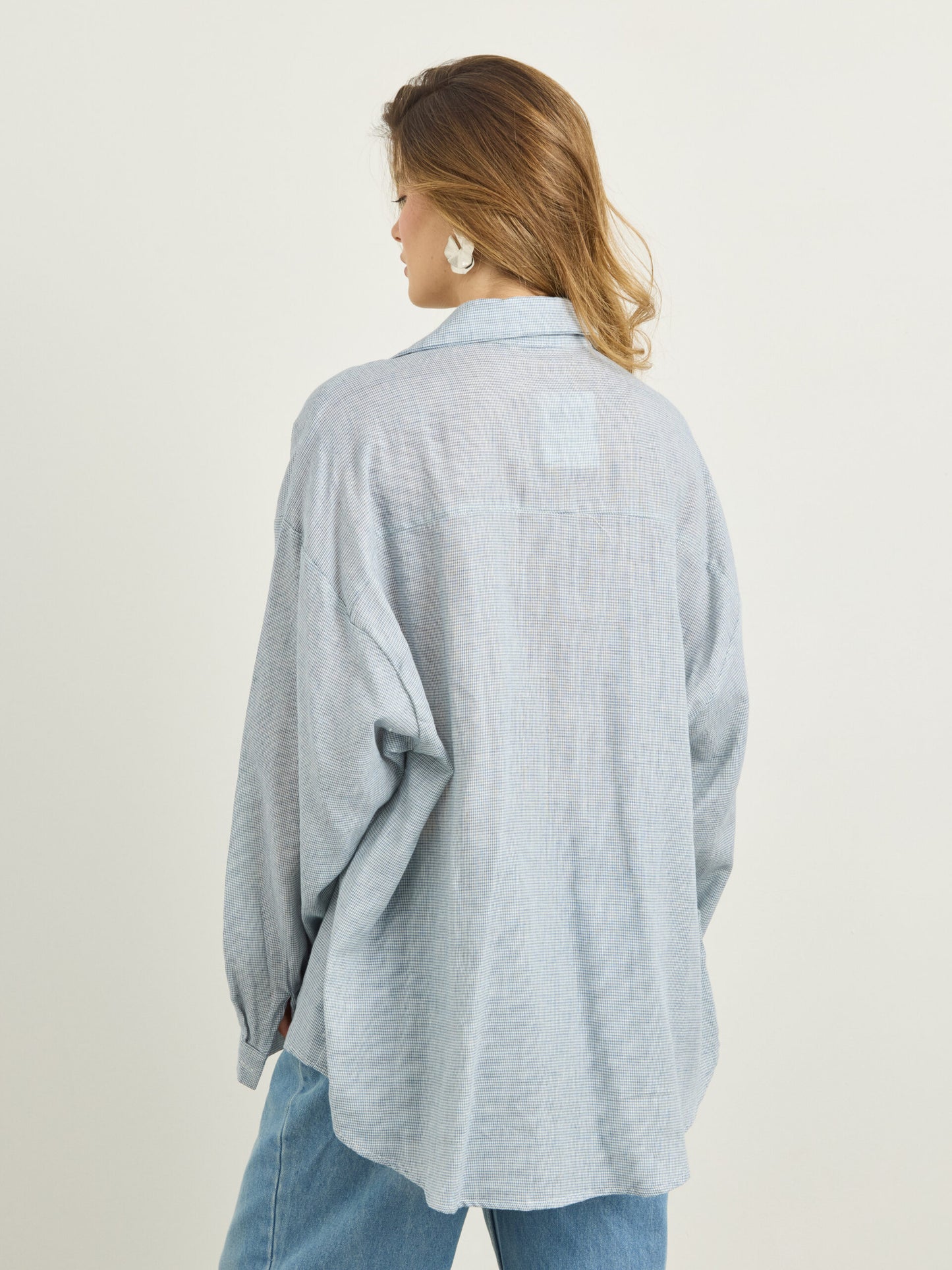 חולצה מכופתרת משבצות היילי | תכלת